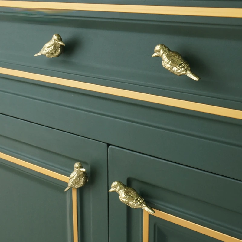 New Birds Knobs for Dresser Plum Branches Cupboard Door Handles and Knobs Drawer Cabinet Pulls Brass Decor Furniture Hardware