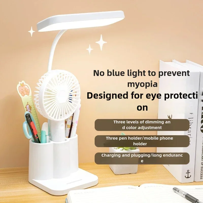 Eye Protection Pen Holder Desk Lamp LED Night Light Student Study Bedroom Dormitory Charging Reading Light