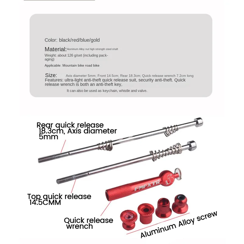 M87K عجلات دراجة قفل الأمن الإفراج السريع آخر خفيفة مضادة للسرقة أسياخ الطريق الجبلية دراجة الملحقات الأسود #6