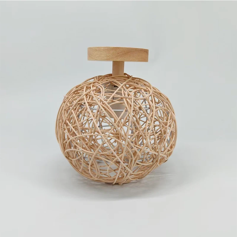 الحديثة الإبداعية الروطان الخيزران تجهيزات ضوء السقف اليد محبوك فلوش جبل E27 للداخلية ديكور جدران غرفة المنزل #2