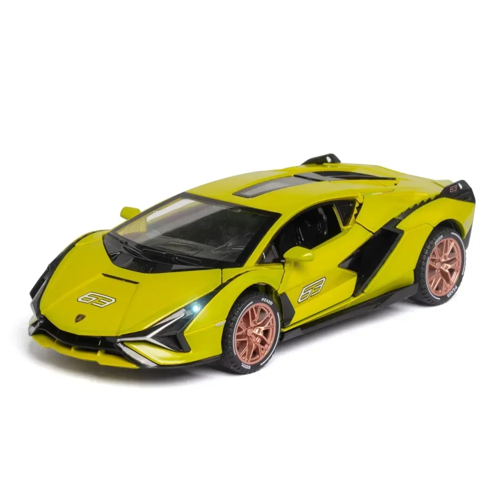 1:32 Lamborghini Sian Sports Car Simulation Diecast Metal Alloy Model car Sound Light Pull Back Collection Kids Toy Gifts A243