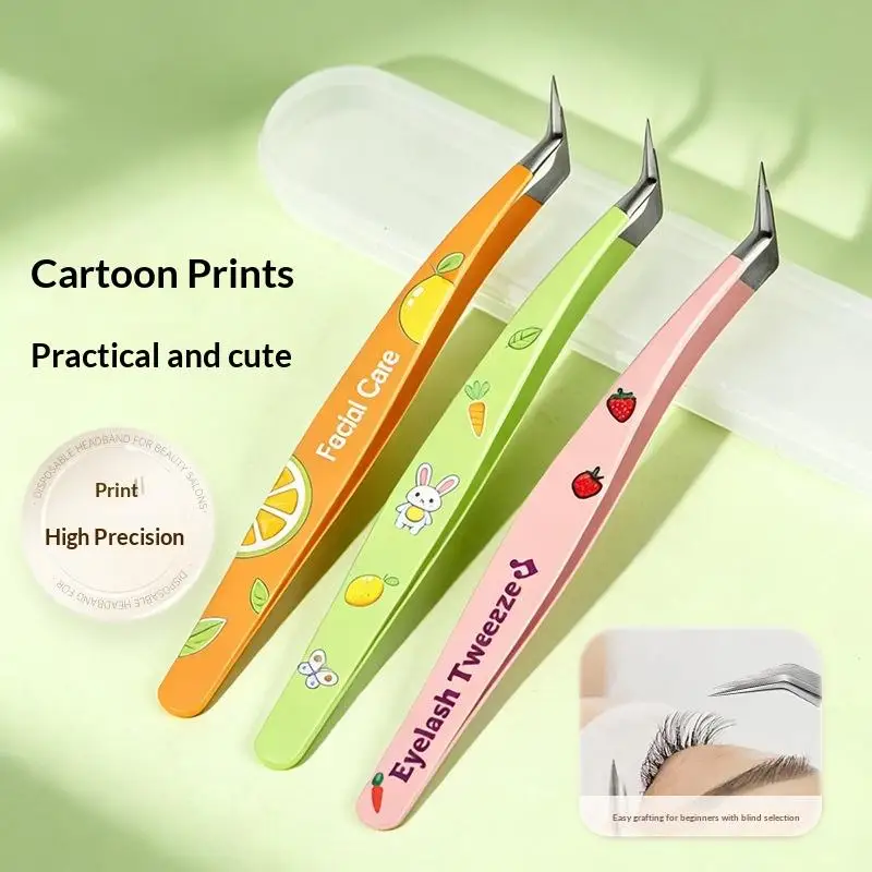 Pinzette per ciglia finte colorate in acciaio inossidabile Strumento per trucco con pinzette per estensione ciglia professionali antistatiche ad alta precisione