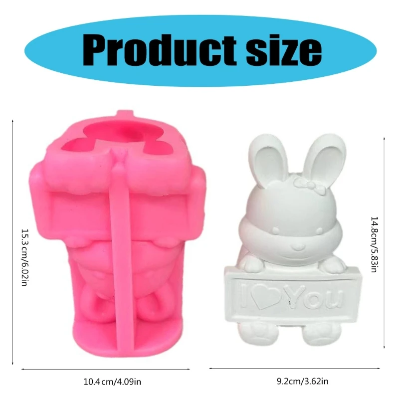 Elegant Love Confession Rabbits Ornament Silicone Mould for Craft Enthusiasts