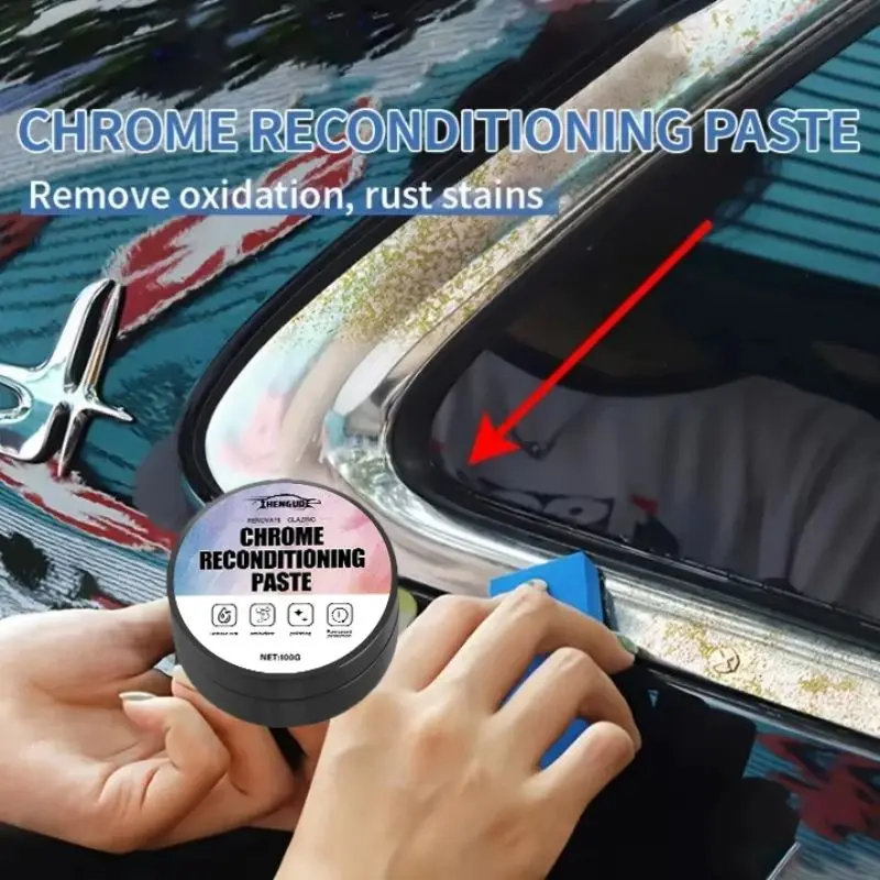 Repair Paste for Automotive Chrome Components, Specifically Designed to Restore Oxidized Chrome Trim and Badges, Comes with a Sponge