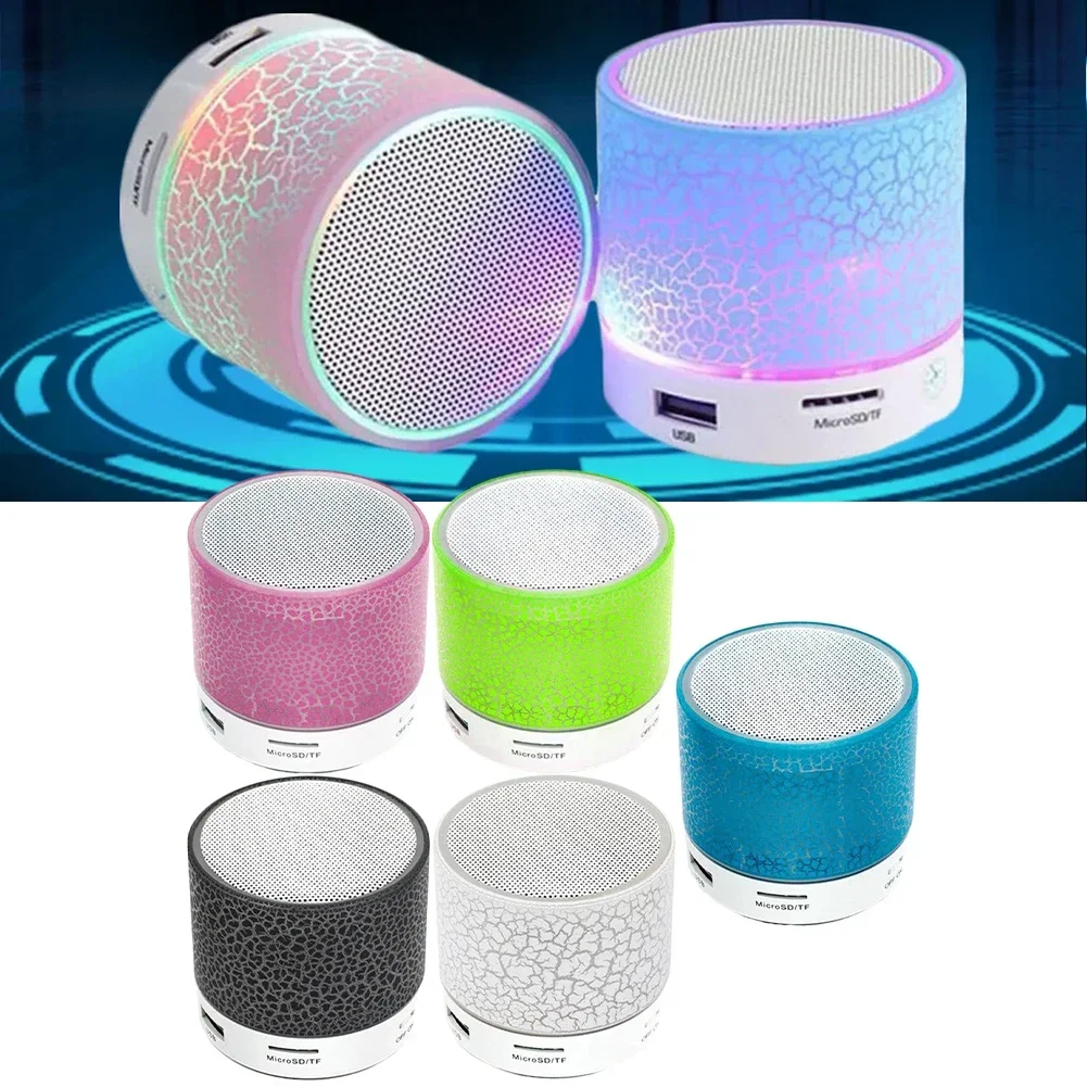 Wireless Bluetooth Speaker Portable Car Audio Dazzling Crack LED Lights Subwoofer Support TF Card USB Charging