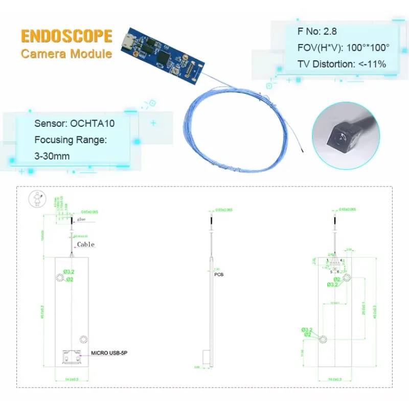 

GOOD Mini 0.9mm OCHTA10 Sensor Industrial Flexible Endoscope Camera Module For View And Record Images