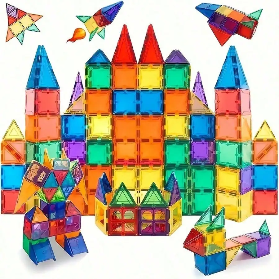 Magnetic building blocks magnetic tiles car set, suitable for children, can be used as a gift toy (random colors)