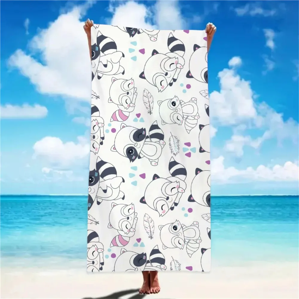 Personalized Cute Animal Beach Towel Custom Name/Text Oversized Microfiber Towel Summer Party Gift for Beach Swimming Bath Sport