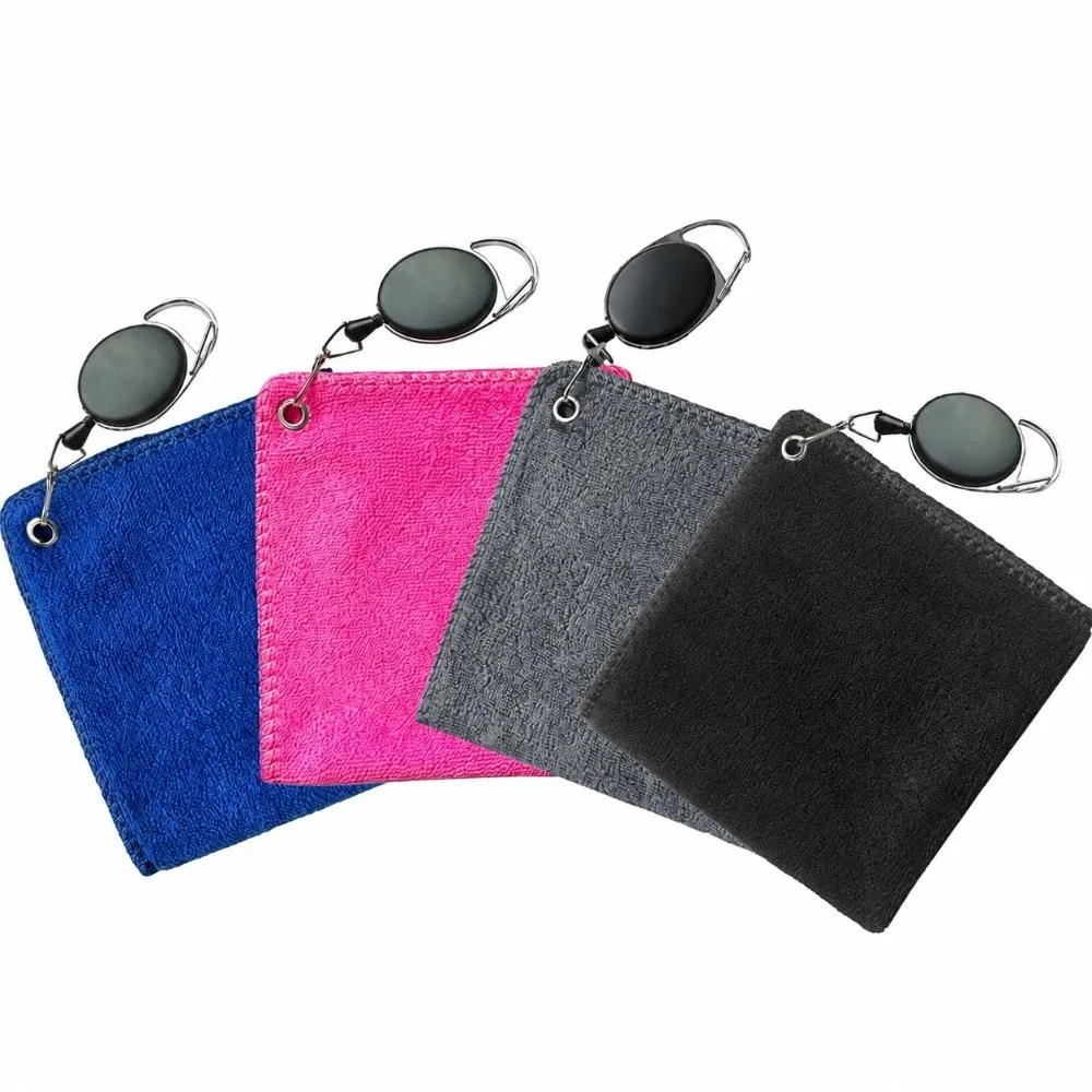 Durable Microfiber Golf Towel with Retractable Hook Quick Drying Golf Cleaning Cloth Absorbent Golf Wipe Cloth Golf Supplies