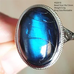 Natural Blue Labradorite Adjustable Ring 925 Sterling Silver Labradorite Ring Women Men Jewelry AAAAA