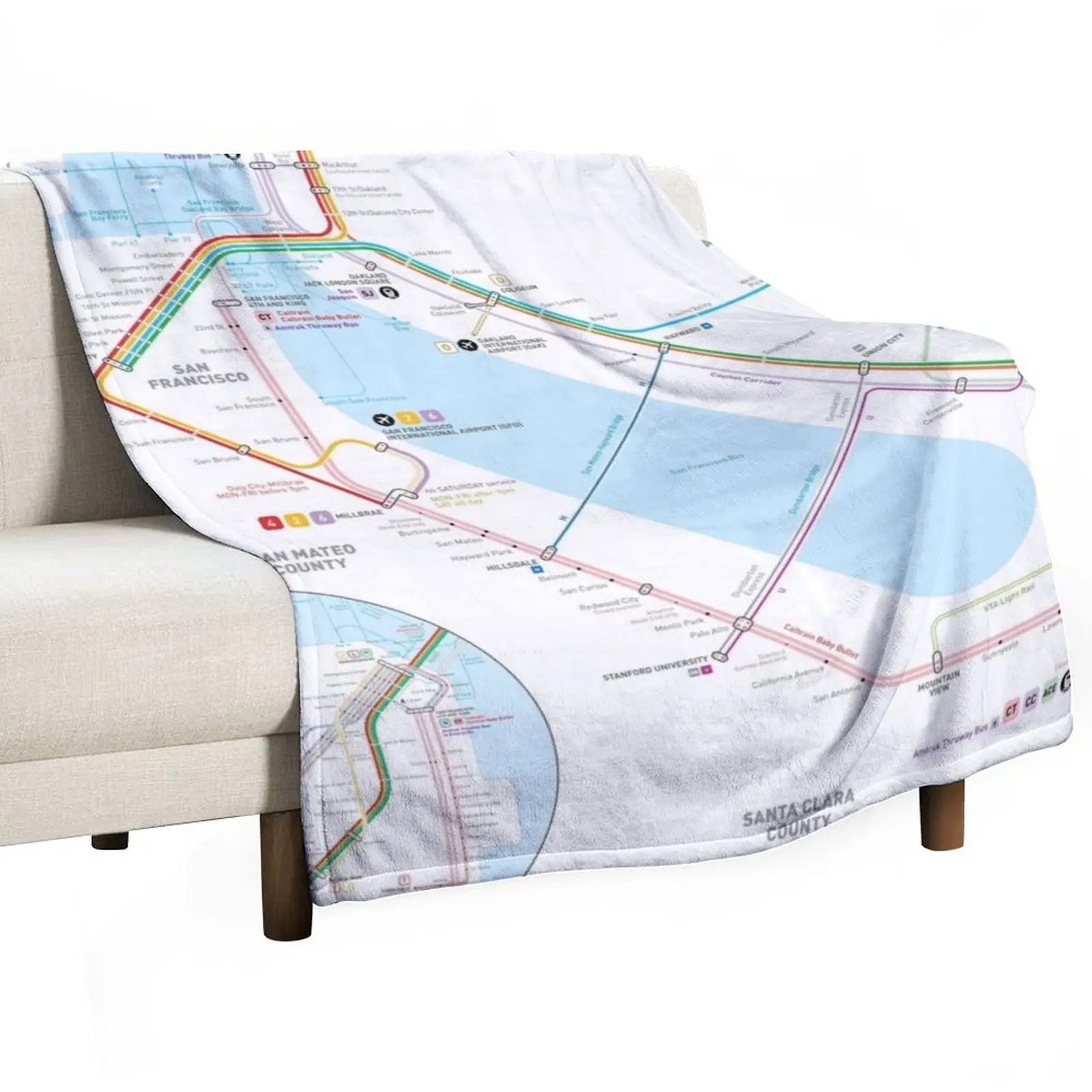 

San Francisco Bay Area Transit Map Throw Blanket Heavy Blankets For Baby Soft Plush Plaid Comforter Blankets