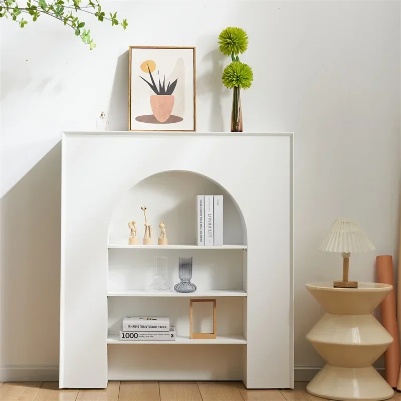 French retro fireplace decorative cabinet Nordic white wall cabinet Simple homestay photography shelf display cabinet