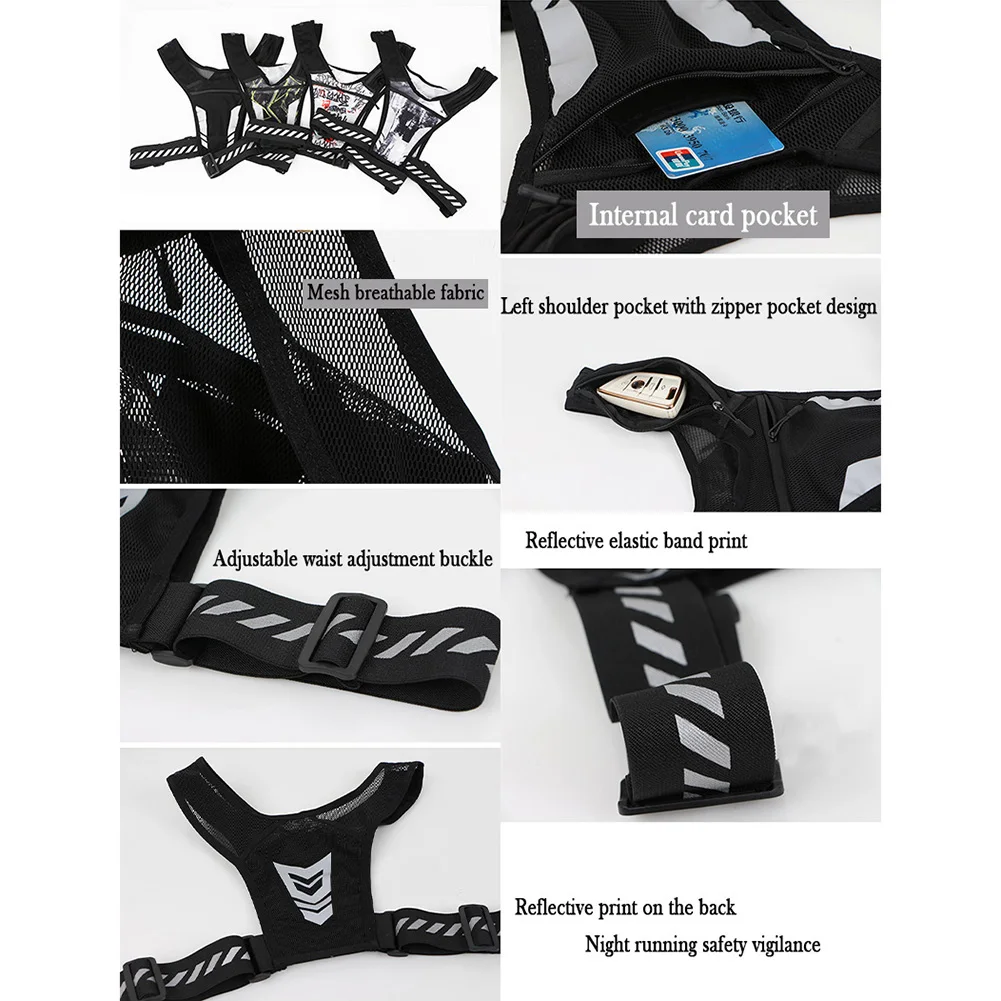 

Running Phone Holder Vest Reflective Running Chest Pouch Breathable Mesh Running Chest Bag Adjustable Buckle for Men Women