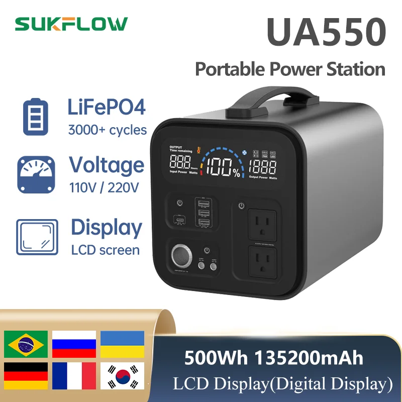 Solar generator 500w 135200mAh Portable Power Supply Lifepo4 Battery For Camping Emergency Lithium Battery Bank