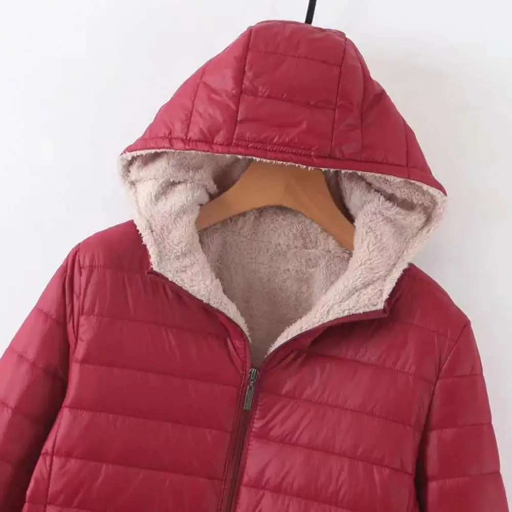 Winter Daunen mantel gepolsterte Plüsch haube mittellanger Reiß verschluss Mantel lange Ärmel Taschen warm täglich tragen Outwear Baumwoll jacke