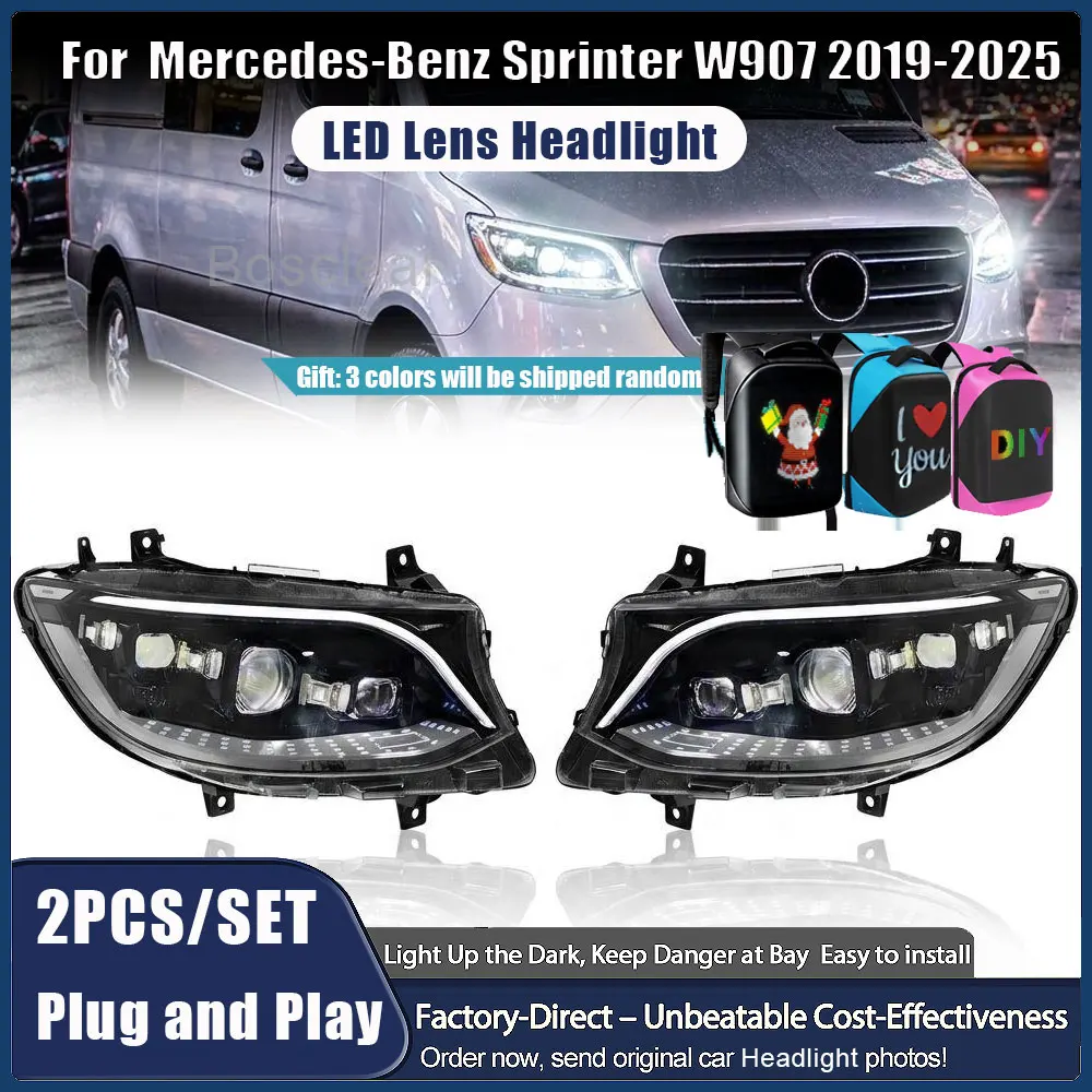Full LED Headlamps Headlights Front Lamp Plug and Play for Mercedes Benz Sprinter W907 W910 Head Lamp Light 2019-2025 Taillamps