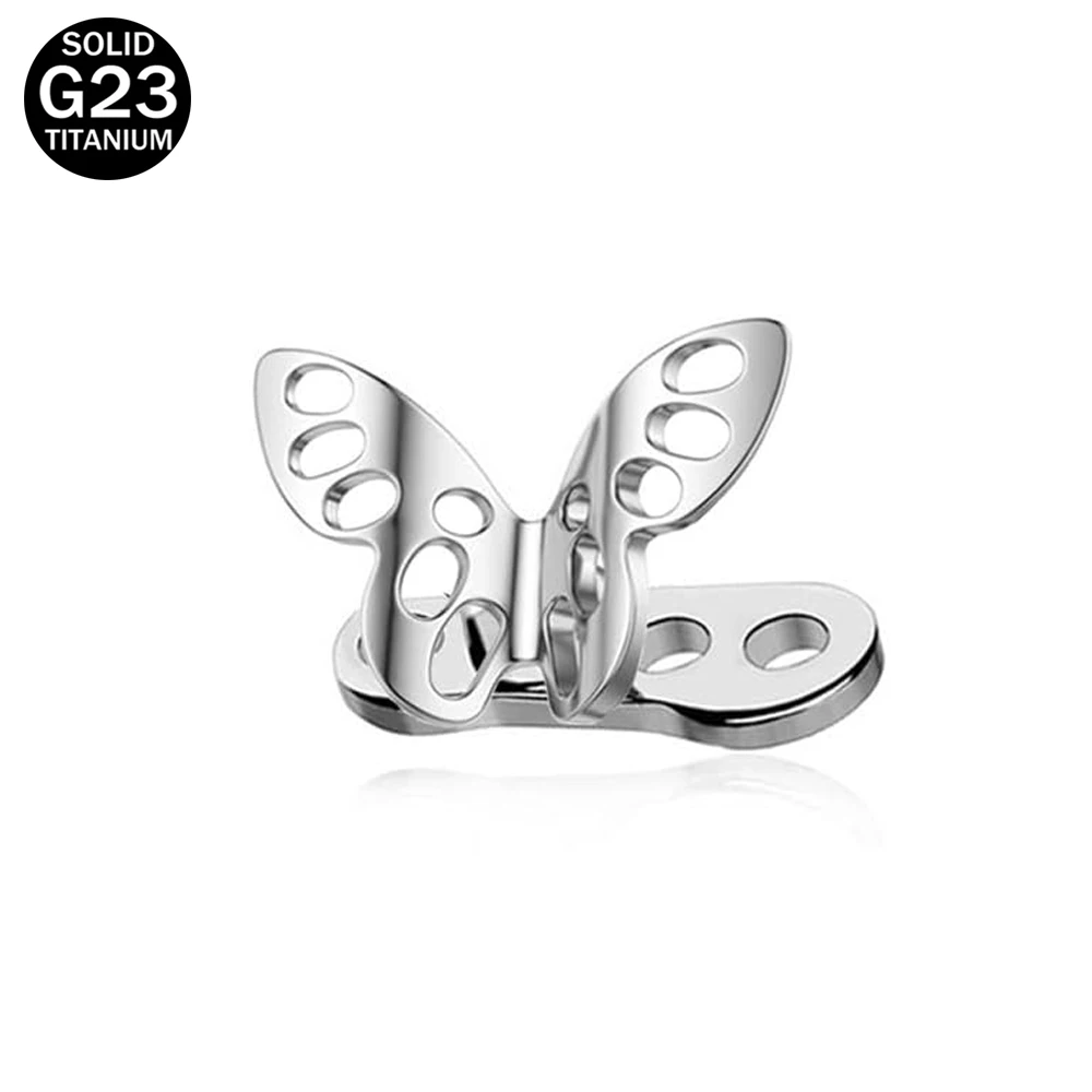 14G Butterfly Dermal Anchor Piercing Stud for Women G23 Titanium Top Internally Threaded Minimalist Surface Piercing Jewelry 1PC