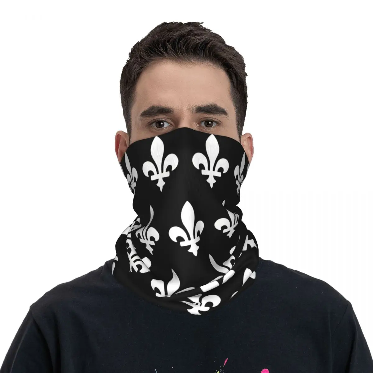 Men Women Fleur De Lis Drawing White Bandana Accessories Neck Cover Printed Mask Scarf Warm Scarf For Riding Suit for All Season