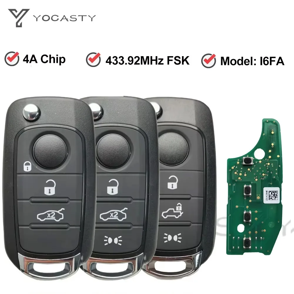 

YOCASTY OEM PCB 2ADPXFI5AM433TX Flip Remote Key 433Mhz 4A Chip For FIAT 2016 2017 2018 Tipo Nuovo Grazie 500X Egea Fiat