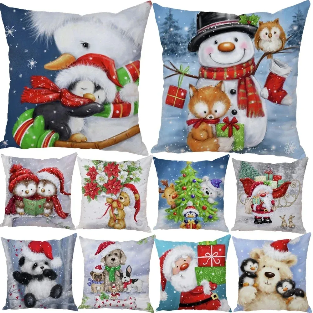 

Christmas Themed Pillowcases Car Accessories Office Santa Claus Living Room Sofa Home Pillowcases