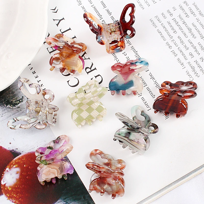 2pcs Korean Acetate Crab Claws Butterfly Cute Mini Sweet Girl Children Barrettes Hairpin Fashion Hair Clips for Kids