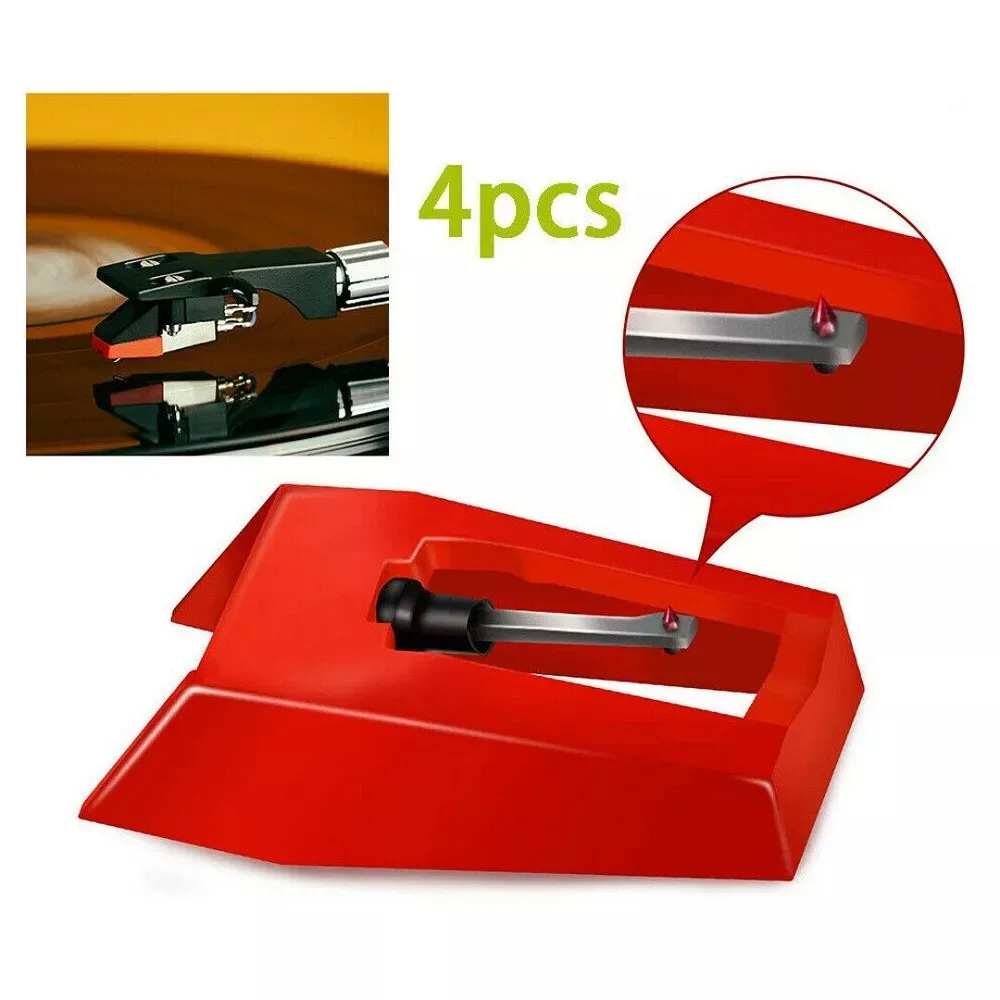 

4Pcs Red Record Player Needle Mini Sturdy Turntable Replacement Stylus Phonograph Needle Repair Parts Replacement Stylus