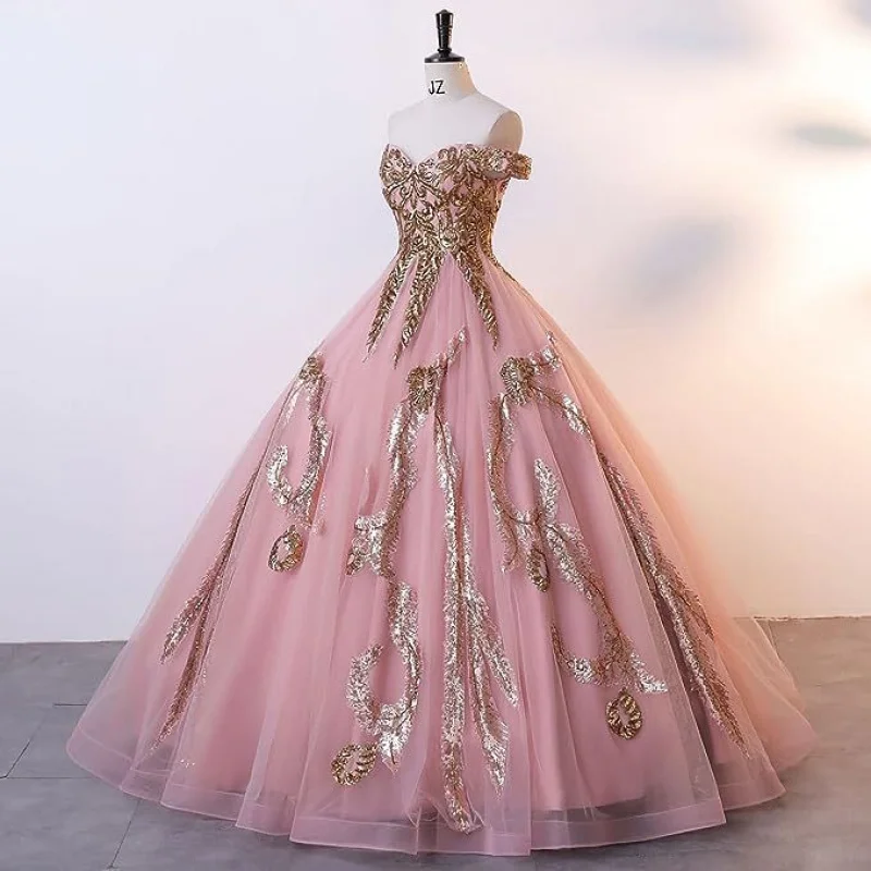 Colorful mesh evening dress pink flower bride2024new wedding paver dress stage performance art examinations wedding dress