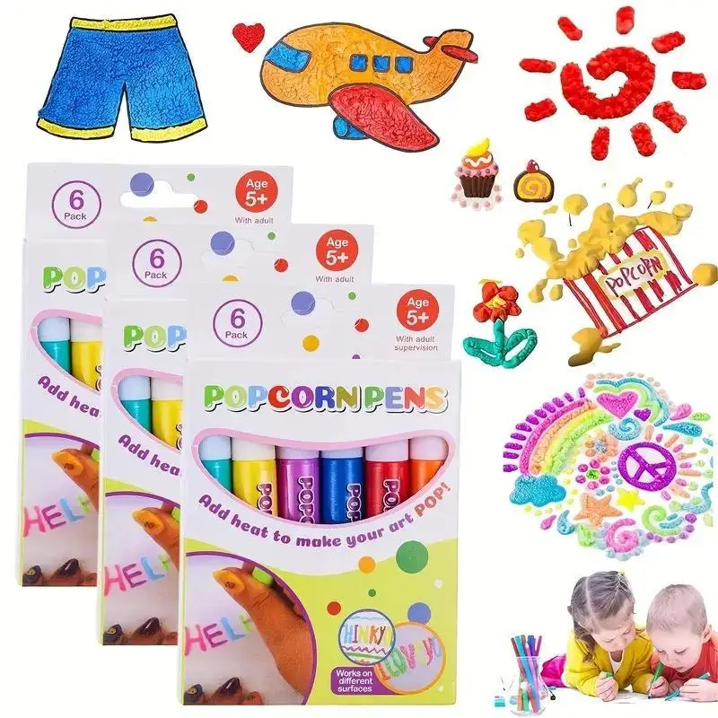 1Box New Exotic Popcorn Pen Multifunctional Foam Marker Pen Notebook Children's Magic Pen Fun Fluffy Pen 3D Bubble Pen