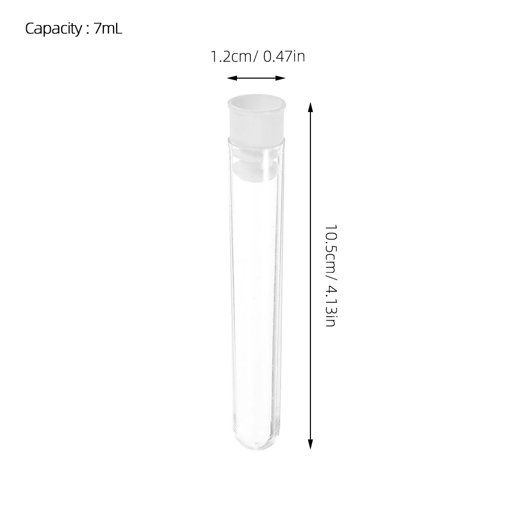 100 Pcs Laboratory Tube Test Tubes Clear Plastic Storage Transparent with Caps