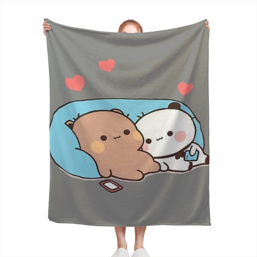 

DuDu Bear and BuBu Panda’s night days❤️ Blanket Sofa Bedroom Bed Home Office Nap Blanket Car Travel Picnic Blankets Gift