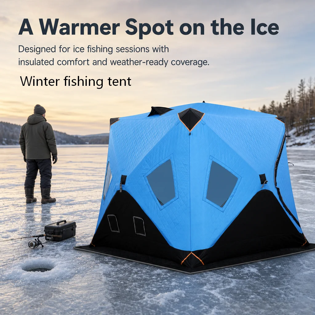Ice Fishing Tent, Thickened Insulated Winter Camping, Windproof Waterproof Thermal Shelter for Cold Weather Outdoor Use
