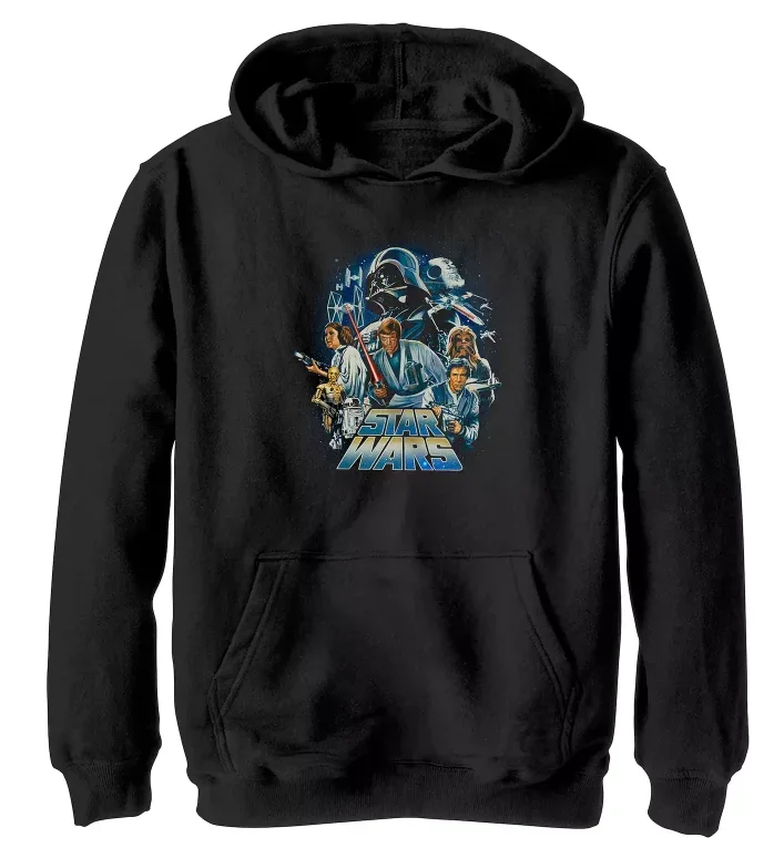 Hoodie Star Wars untuk pria dan wanita dengan pola cetak untuk dipakai sehari-hari di musim gugur dan musim dingin, hoodie katun murni berbahan fleece.