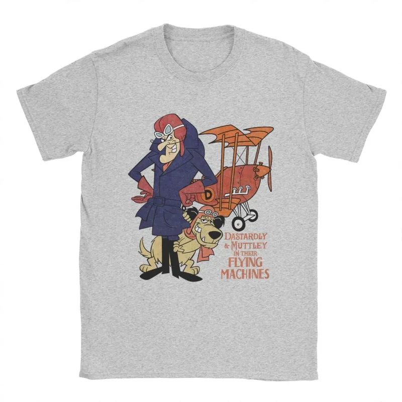 Men's T-Shirt Wacky Races Muttley Cartoon Vintage 100% Cotton Tee Shirt Short Sleeve T Shirt Round Neck Tops Summer