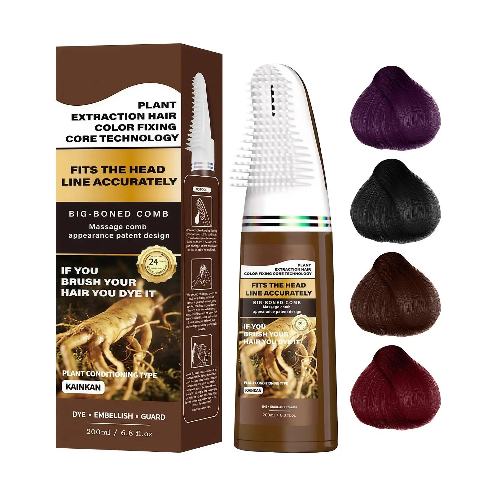 1Pcs Unisex Hair Dye Shampoo with Hair Brush  Instantly Colors Hair Provides Natural and Long-Lasting Results for All Genders