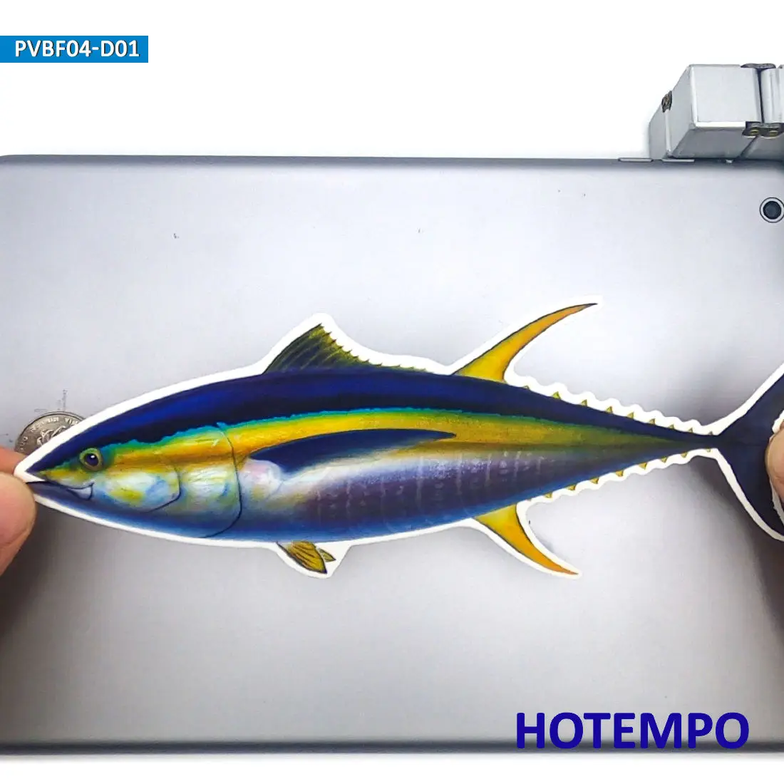 20cm 7.87inch Big Size Fish Yellowfin Tuna Waterproof Stickers for Laptop Luggage Skateboard Glass Fishing Box Boat Car Sticker