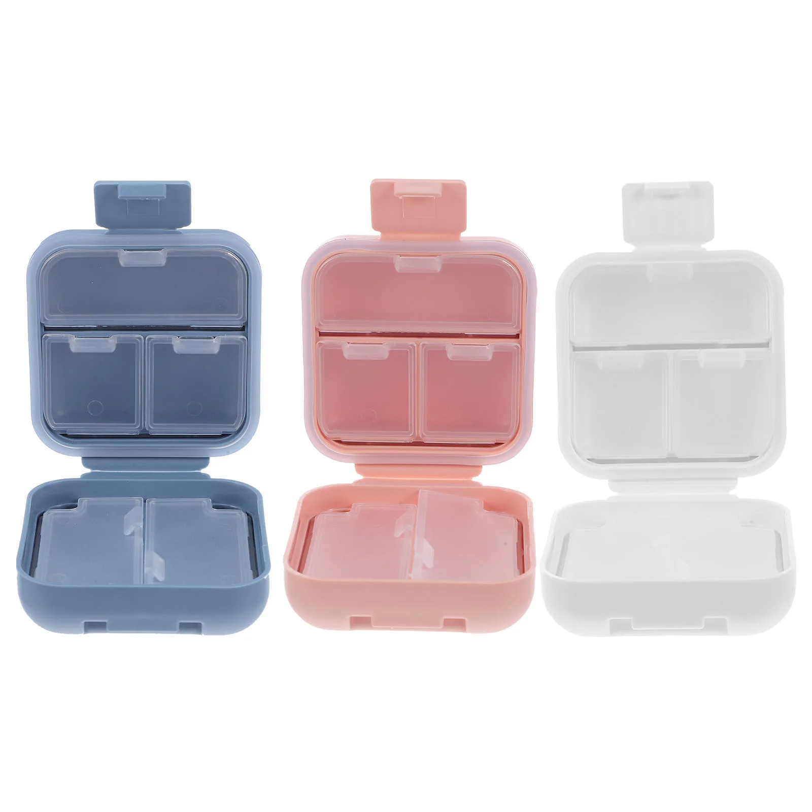 

3pcs 5-Compartment Pill Box Travel Organizer Small Portable Medicine Case For Daily Vitamin Storage Airtight Moisture-Proof Pill