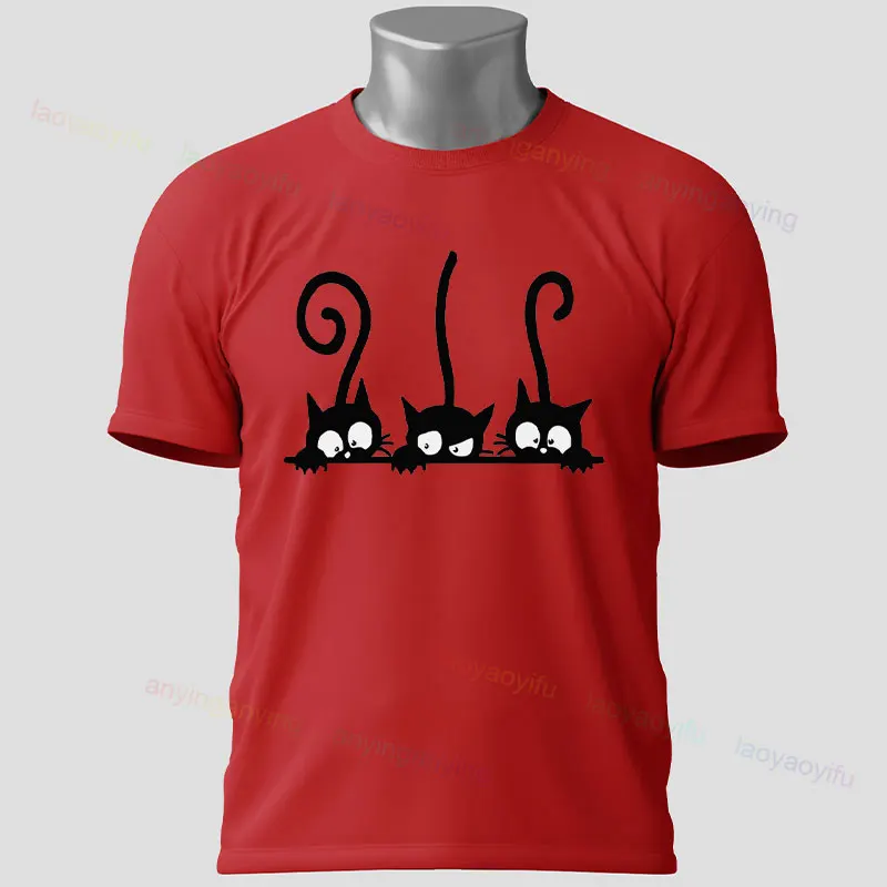 

Funny Three Kittens Graphic Tshirt Humor Style Fashion Casual Short Sleeve Round Neck 100%Cotton Y2k Tshirt Men & Women Clothing