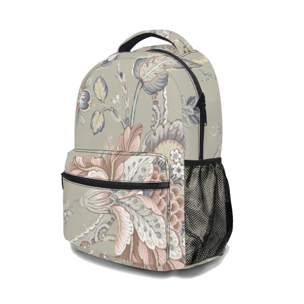 Patrón decorativo de flores y pájaros-2 Mochila escolar para niños Mochila de estudiante de gran capacidad Mochila de estudiante de dibujos animados de 17 pulgadas