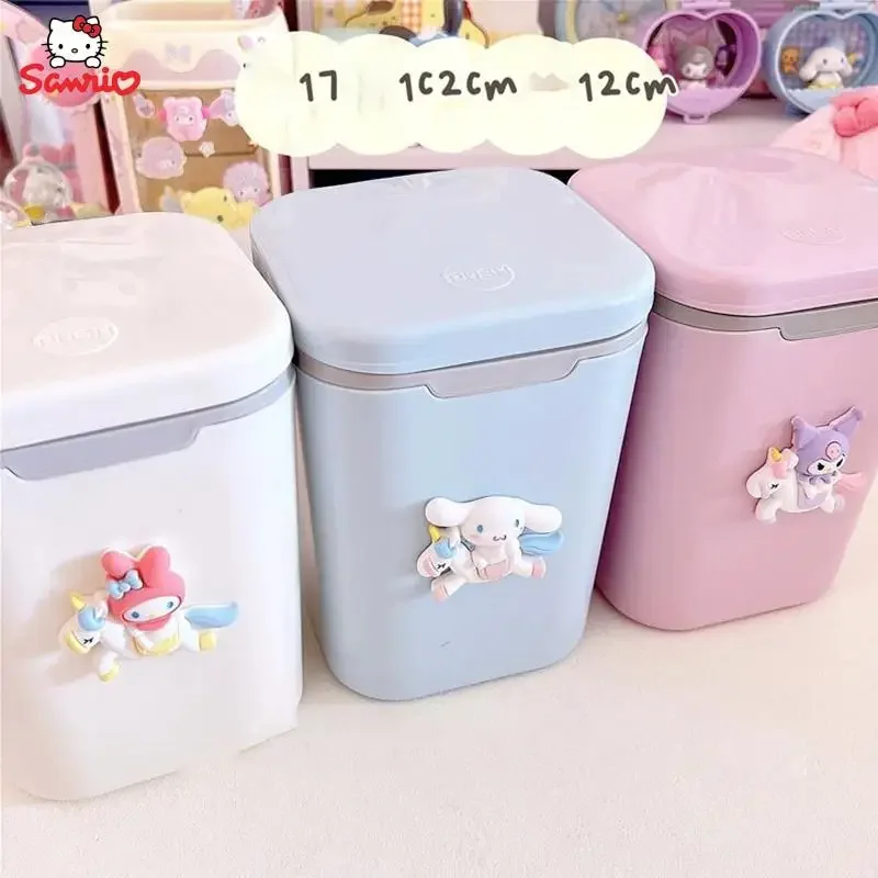 

Mymelody Cinnamoroll Kuromi Desktop Trash Can Cartoon Sanrio Bedroom Press Trash Can Dormitory Sundries Storage Box Gift