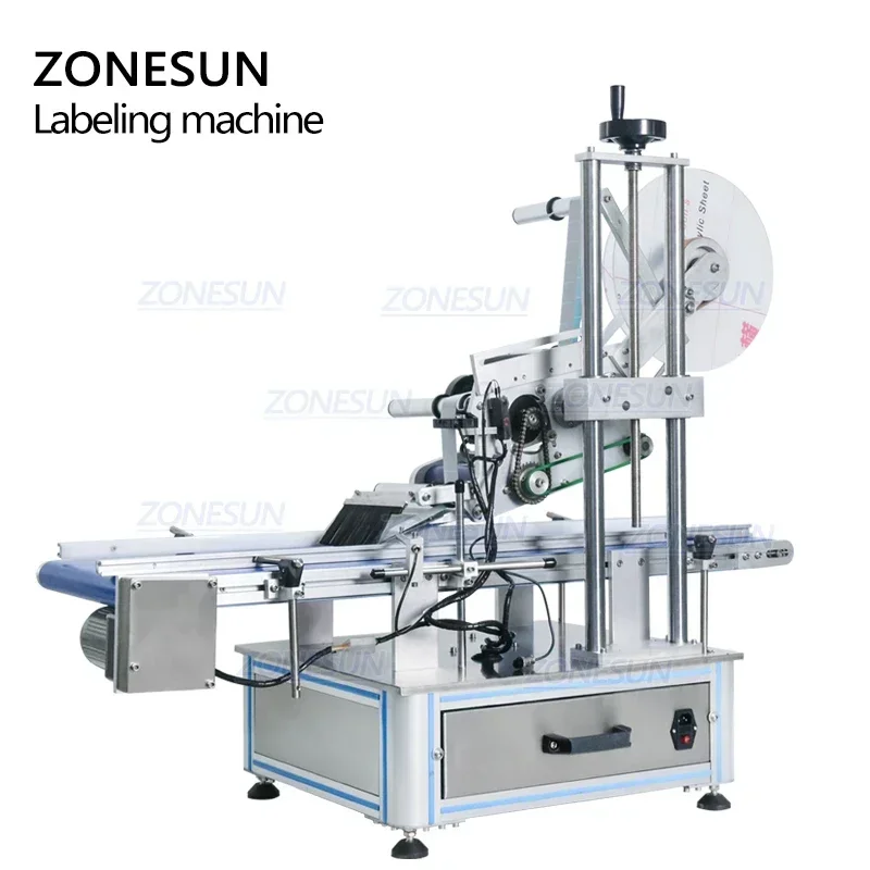 ZONESUN ZS-TB150PB Desktop Automatic Plastic Bag Pouch Envelope Cosmetic Box Flat Labeling Machine