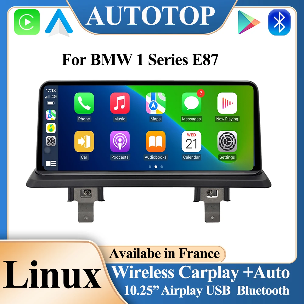 AUTOTOP Wireless CarPlay/Android Auto For BMW 1 Series E81 E82 E87 10.25