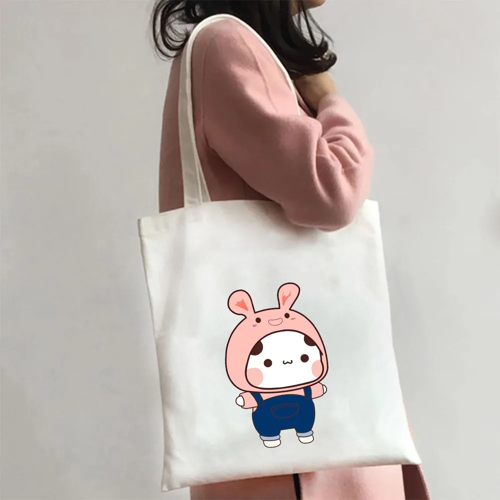 Симпатичный медведь Кот Панда Кролик мультфильм Kawaii Женская Холщовая Сумка на плечо сумка в стиле Harajuku Tote Eco Shopper Хлопковая сумка для покупок