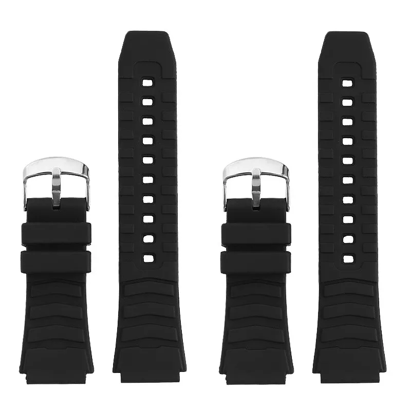 For Casio MWA-100H MWD-100H GST-B300 PRG-80/PAG-80 1000/PRW1100 Convex Rubber Silicone Watch strap 20MM Watchband Black Bracelet