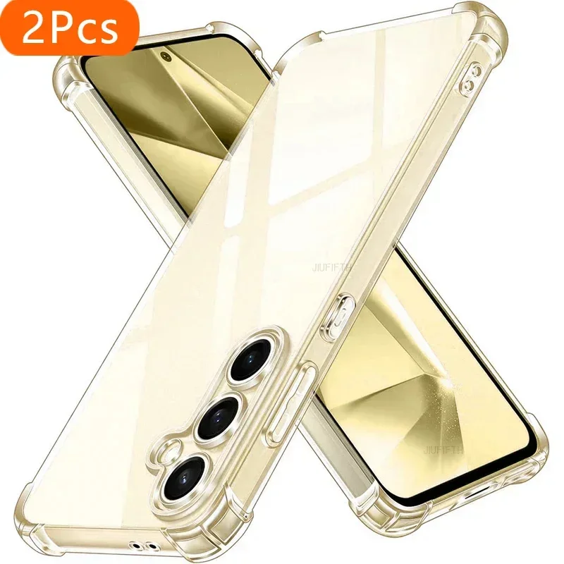 

2Pcs Luxury Airbag Silicone Soft Case For Samsung Galaxy S25 S24 S23 S21 FE S22 Plus Ultra 5G shockproof clear ultra thin back c