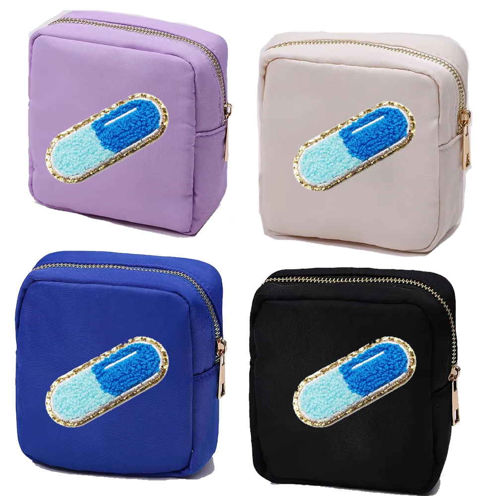 10-teiliges Set, niedliche Pillen-Diamant-Aufnäher, Chenille-Aufnäher zum Aufbügeln, personalisierter Stickerei-Aufnäher, DIY-Kosmetiktasche