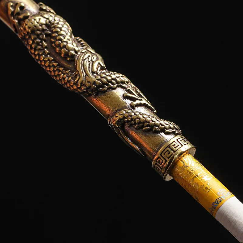 Retro Brass Carved Dragon Cigarette Holder Filter Washable Portable Cigarette Filter Cigarette Mouthpiece Holder Filter Gift