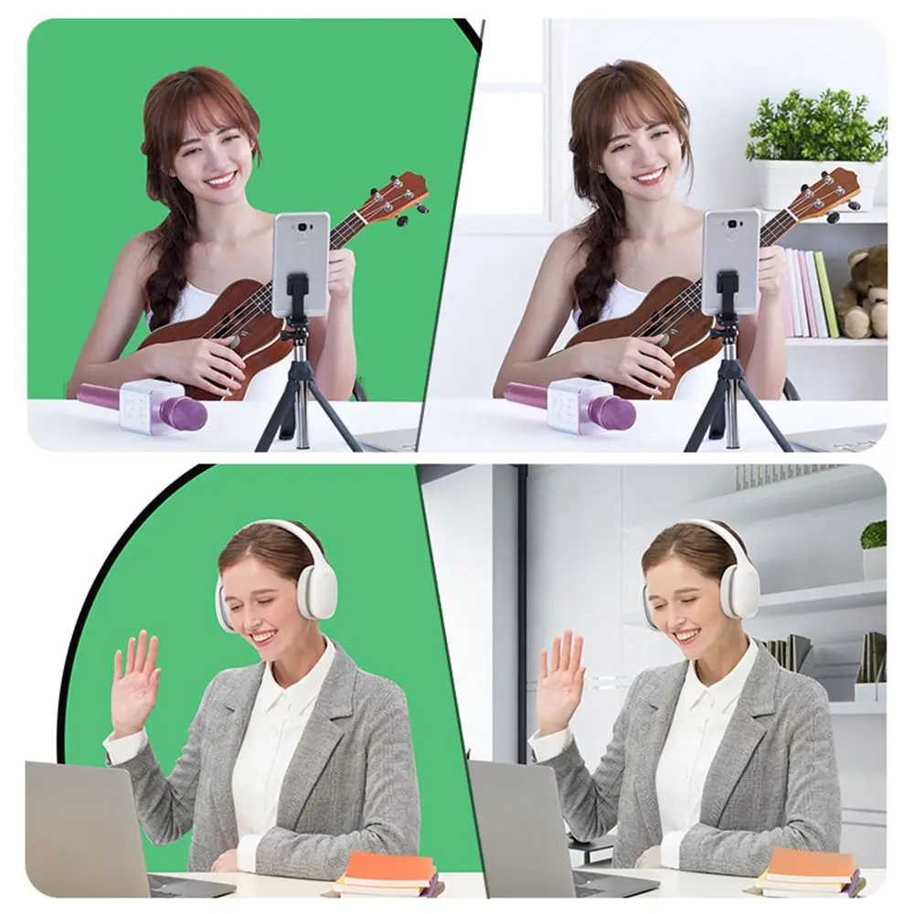 2-in-1 Green Blue Double-sided Screen Background Cloth Circular Foldable Photography Studio Backdrop Chromakey with Storage Bag