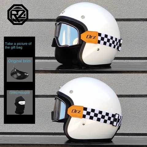 ORZ Personalized Motorcycle 3/4 Helmet Men's and Women's Fashion Retro Helmet Off road Racing Casco Motorcycle