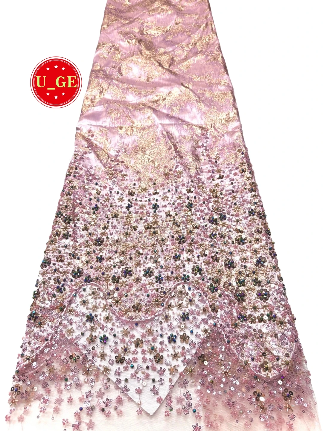 

2026Luxury Mixed colors Soft Mesh Jacquard Lace Fabric with Lots Stones–Ideal for Wedding Party Dresses U_Ge5128