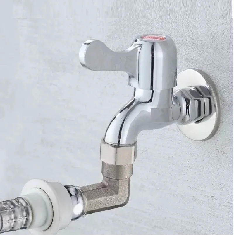 Stainless Steel Three-Way Splitter, Male and Female 1/2 Movable Joint Three-Way Elbow Docking Joint Adapter Connector Joint